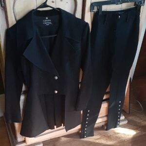Cop.Copine Black Esquarian Suit with Metallic Accents.